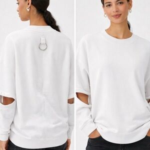 Tibi White Cotton Oversized Sweatshirt XS Minimalist Designer Pullover